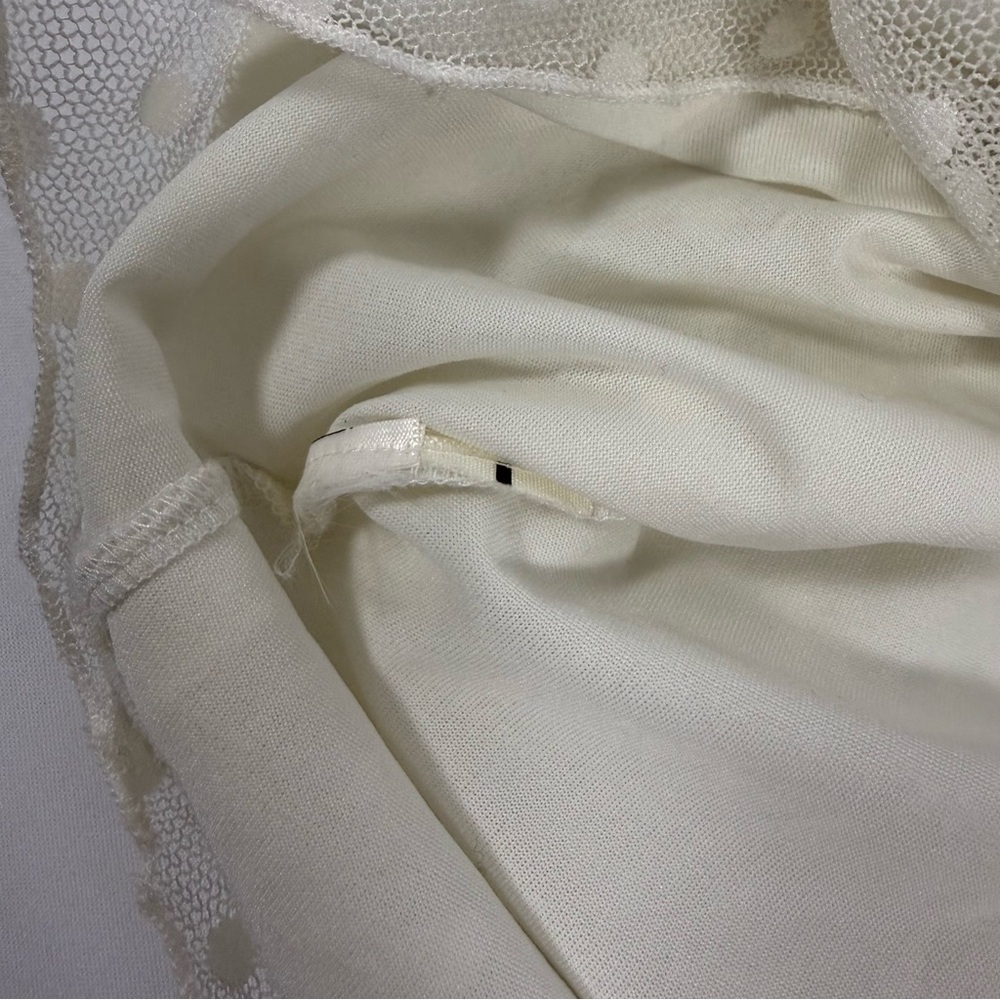 Sheer Polka Dot Swiss Dot Ann Taylor Ivory Mesh Blouse Size M Medium - Picture 8 of 8